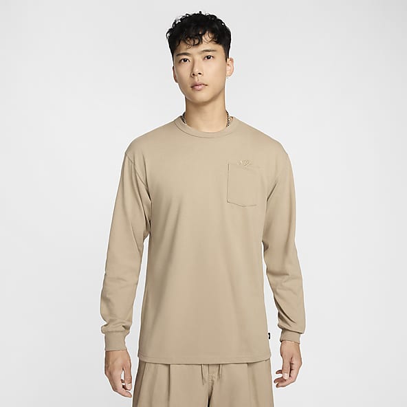 Big Tall Brown Long Sleeve Shirts. Nike